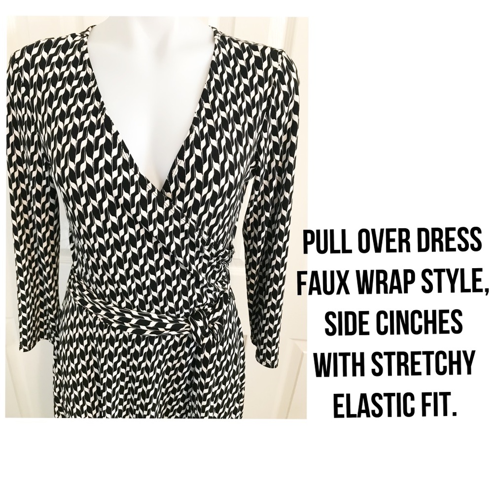Donna Morgan, Long Sleeve, Wrap Style Shift Dress - Picture 4 of 7